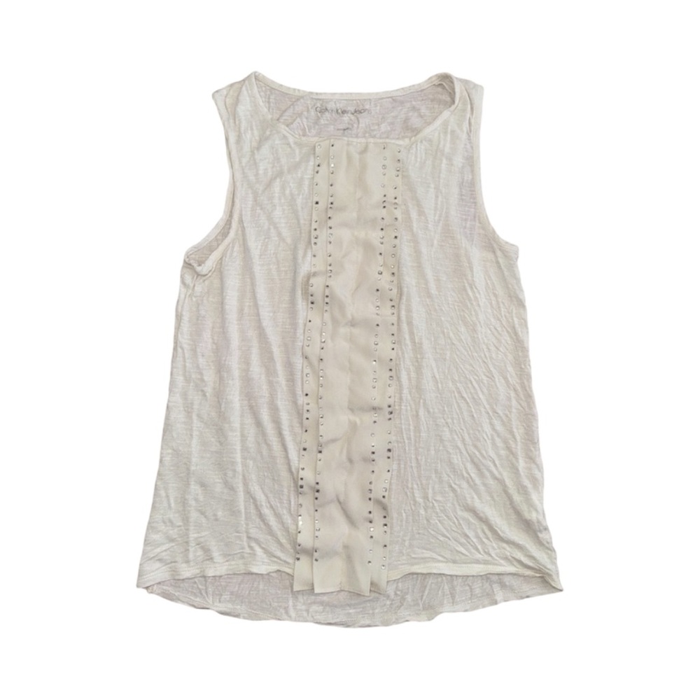 Calvin Klein Cream Ruffled Tank Top